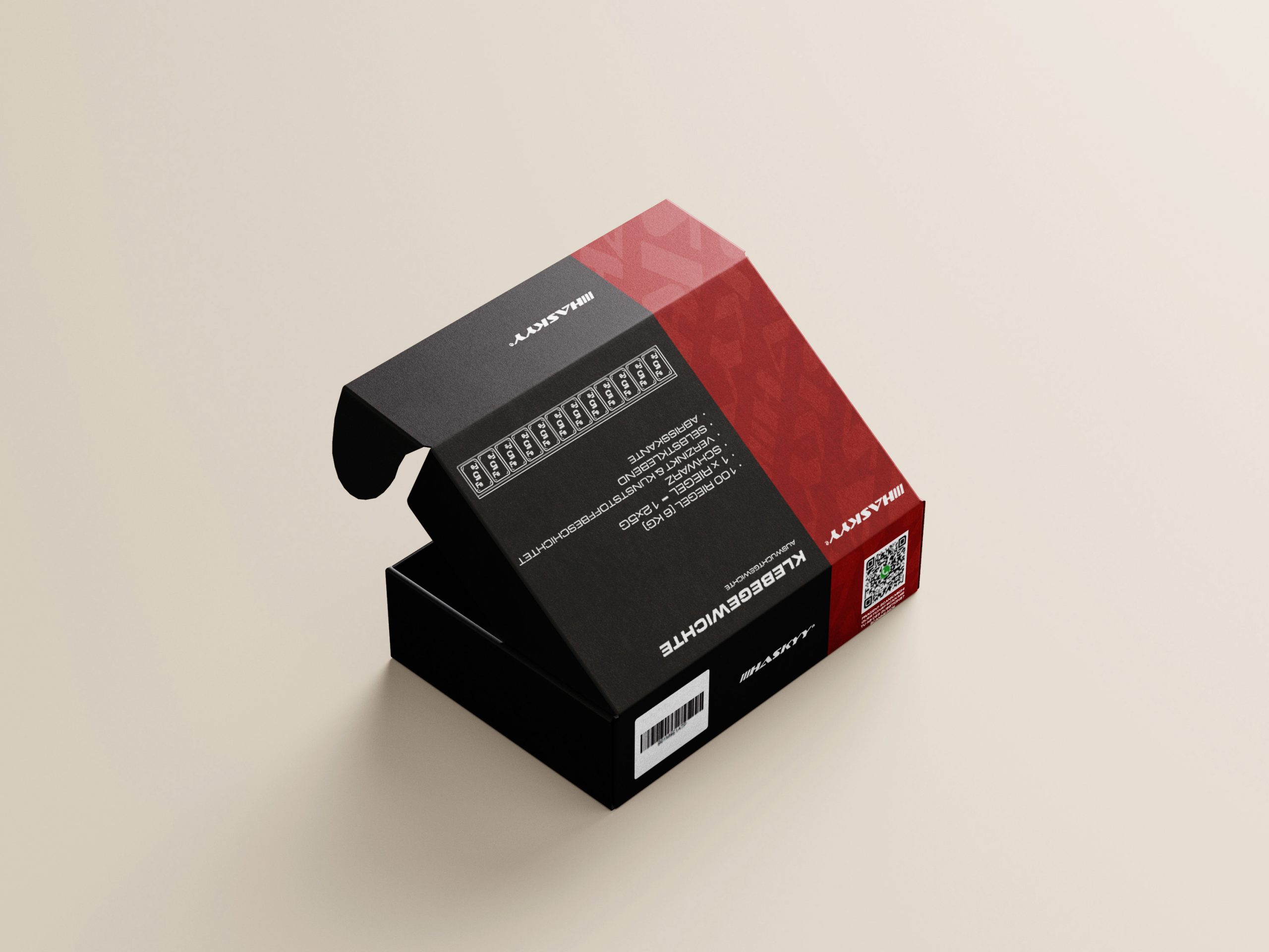 HASKYY Werkzeugverpackung Karton mit Produktinformationen und Branding